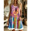 Women's  Flower Pattern Printed Sleeveless Round Neck Dress Loose Soft and Comfortable Plus Size Dress