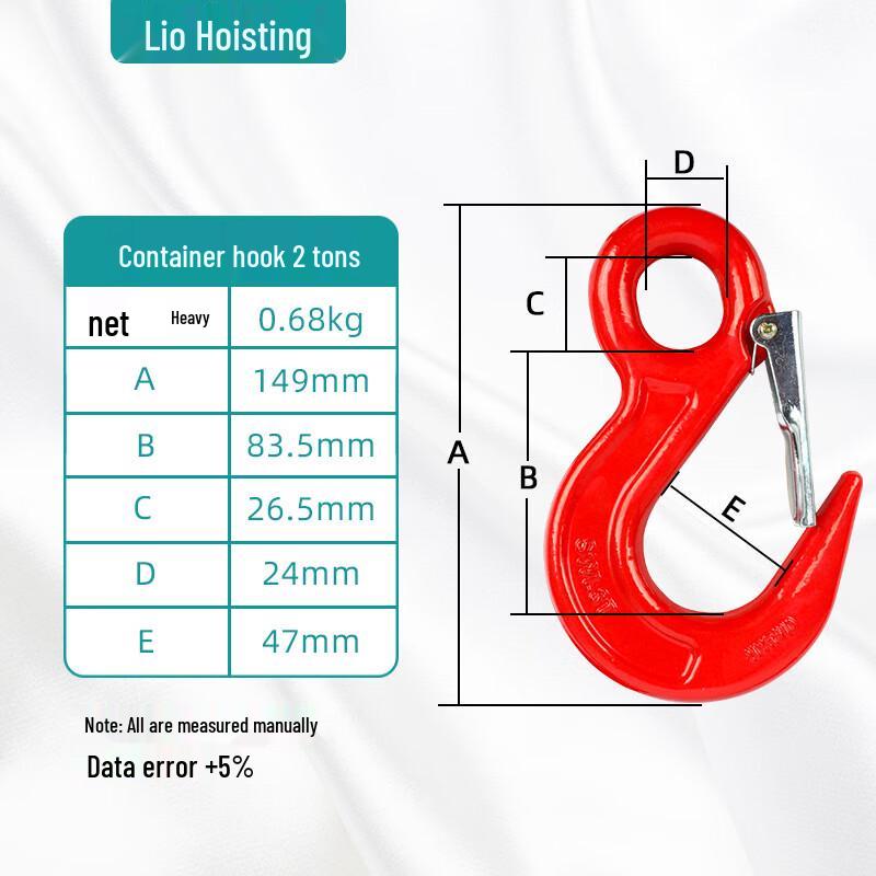 Alloy Steel Wide Mouth Lifting Container Hook CN plug (adapter included)