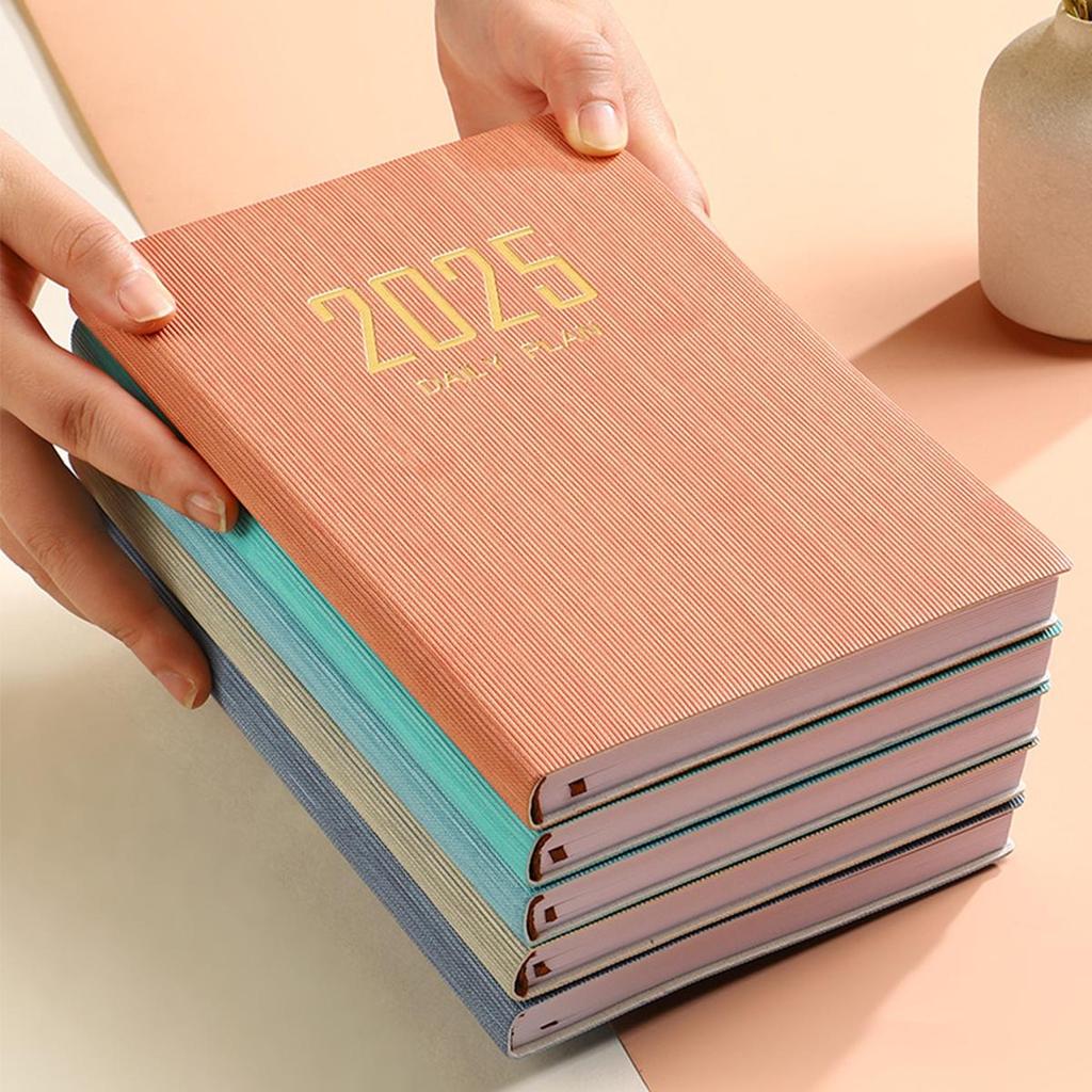 (Logo Engraving Possible) 2025 Soft Leather Business Schedule, Student 365-day Daily Planner, Record Book, Memo, English Inner Pages