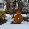 Winterurlaub Antik-Finish Weihnachten Weihnachtsmann und Schneemann Silhouetten Metall Rasenornamente Gartendekoration