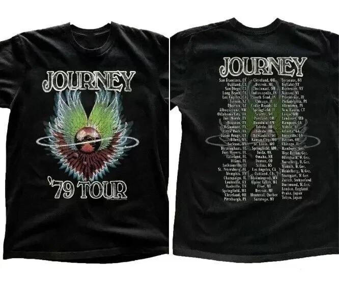 Journey Concert 1979 Tour Vintage T-Shirt Unisex Black Shirt Cotton Full Size XXL