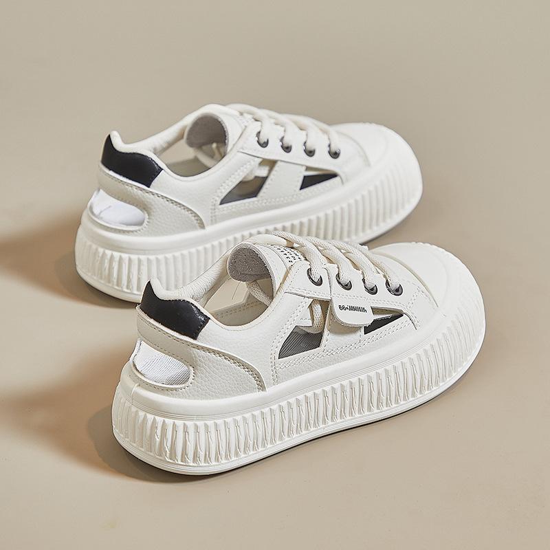 

Новая летняя дышащая белая обувь для женщин, полая повседневная обувь на толстой подошве, универсальная обувь-губка 39