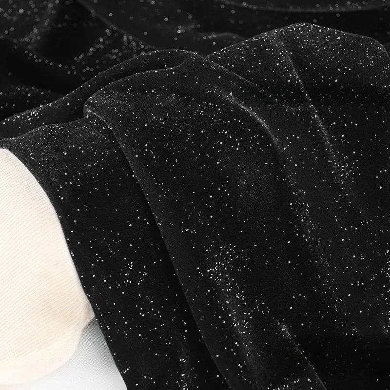 100x140cm Glitter Velvet Starry Fabric Soft and Smooth Woven Non-elastic for Sewing Dress DIY Handmade Velvet Cloth Soft Smooth