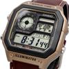 Casio Zegarek cyfrowy Czas Światowy AE-1200WHL-5AV Metaliczny Brązowy z Brązowym Paskiem Skórzanym, Model Importowany
