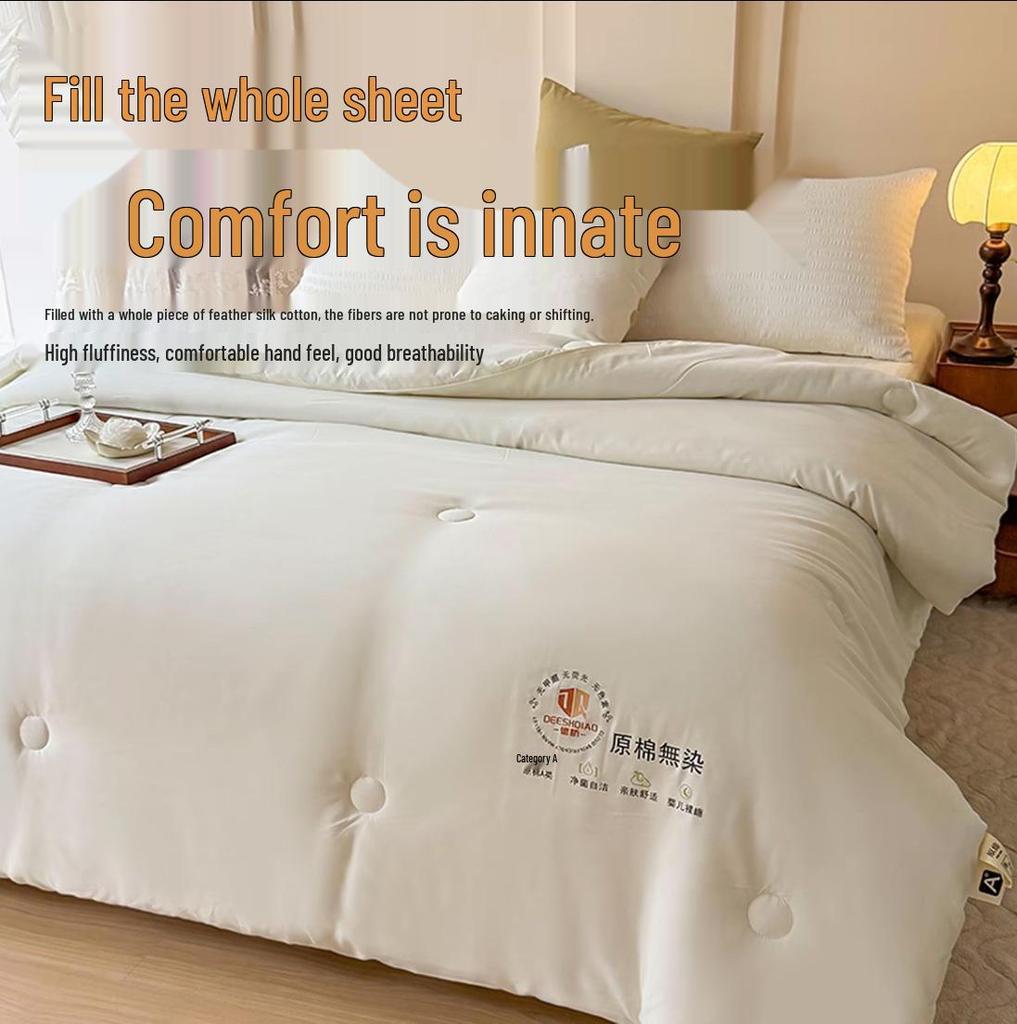 Class A Antibacterial Washed Cotton Quilt: Skin-Friendly, Warm, Thickened Fiber Quilt for Spring & Autumn