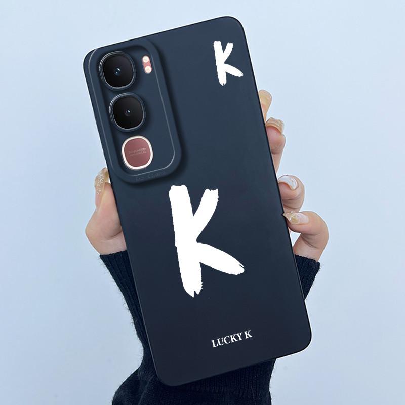For Vivo Y21d Case Cover Lucky Initial Letter Silicone Soft Matte Phone Bumper for Vivo Y21d Y 21d VivoY21d 4G 5G 2025 Casing