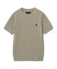 YALE Women'S Heritage Dan Cable Short Sleeve Round Knit Warm Grey