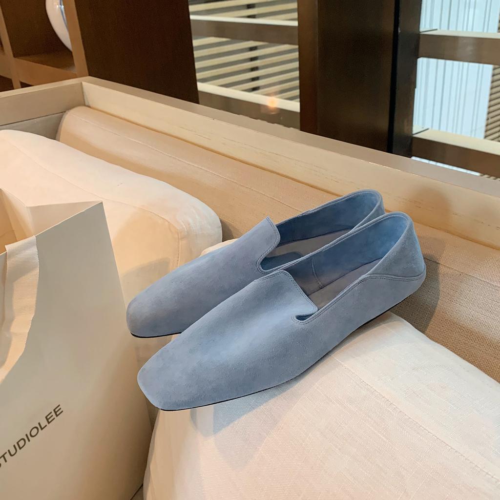 Spot second hair! Grape mother has the same niche oblique cut square head minimalist style, one pedal commuting loafers, single shoes women