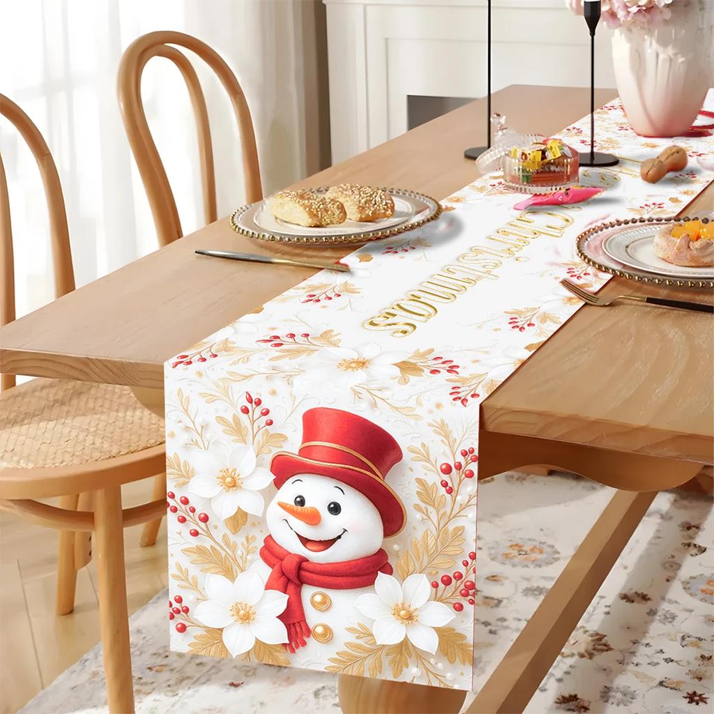 Christmas Table Runner Christmas Party Decoration 2025 Xmas Santa Claus Snowman Table Runner Navidad Natal New Year Gift 2026