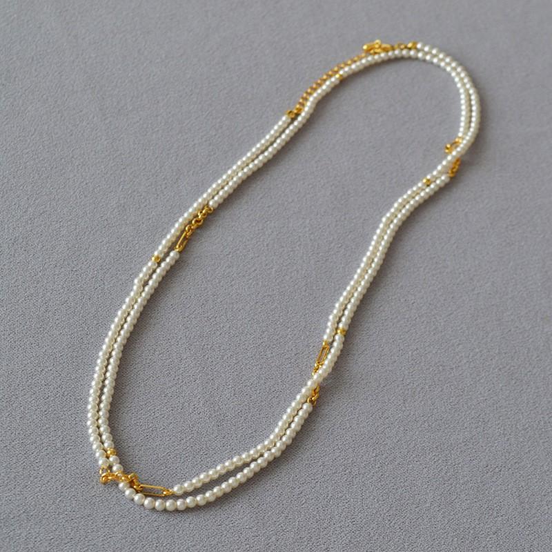 French Style Minimalist Pearl Chain Layered Long Necklace Women Winter Sweater Jewelry