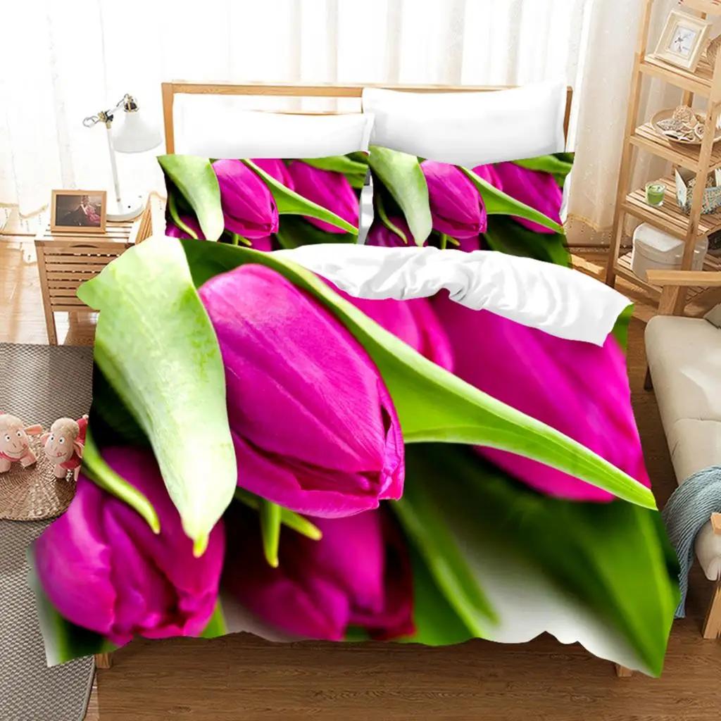 Comforter Tulip Twin Kingspring Botanical Floral Bedding Set Garden Flower Elegant Rustic Comforter For Boys Girls Room