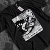 Vintage Macabre Woodcut Graphic Tee, Man Eaten By Cats, Faded Black Punk Streetwear