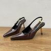 Fashion SUOJIALUN Spring New Brand Women Sandal Fashion Pointed Toe Shallow Slip On Slingback Shoes Thin High Heel Outdoor Dress Pumps