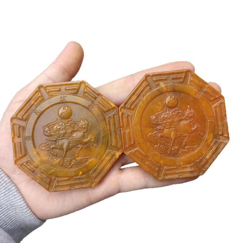 Antique-Style Jade Qilin Bagua Feng Shui Plaque Ornament 20x25x11.8cm