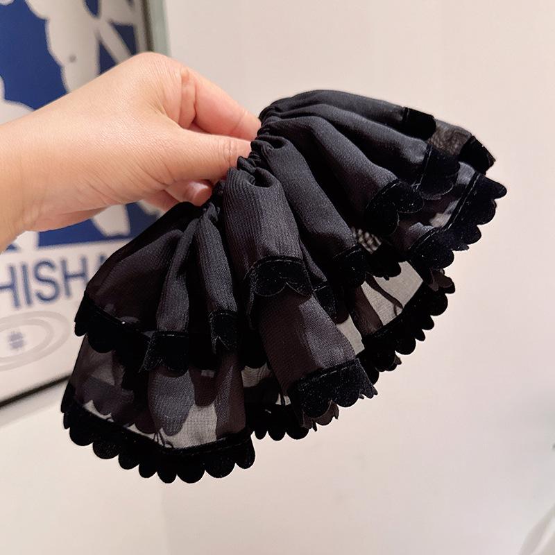 

New ballet style lace large intestine hair band hair tie headrope gentle temperament low ponytail hair accessories head flower headgear чорний