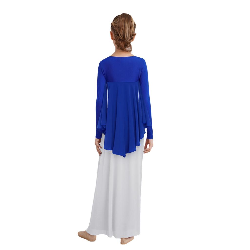 Girls Worship Performance Top Open Front Style Irregular Hem Angel Wing Shrug Competition Outfit