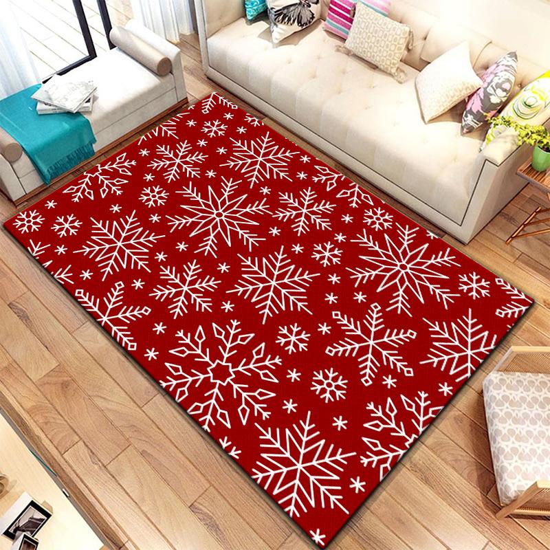 Art Snow Christmas HD-bedruckter großer Teppich, Teppich für Wohnzimmer, Schlafzimmer, Sofa, Dekoration, rutschfeste Fußmatten