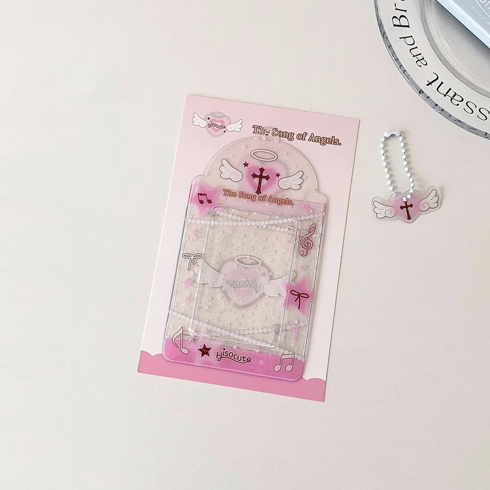 Cartoon Transparent Photo Card Holder PVC Transparent Photo Booth Strip Glitter Finish Photo Display Star Design Sleeves Girls