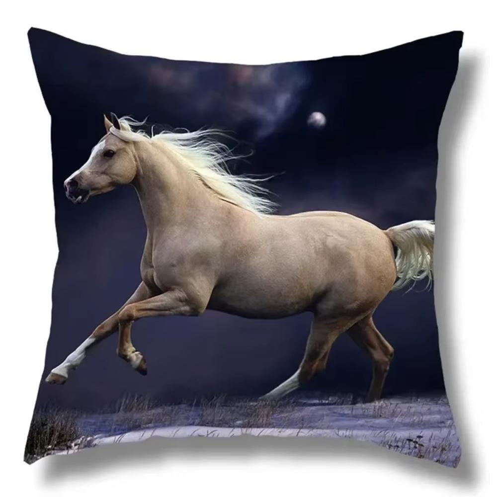 Horse Pattern Home Decoration Pillow Cover Polyester Fiber Cushion Cover Living Room Sofa Cushion Cover
