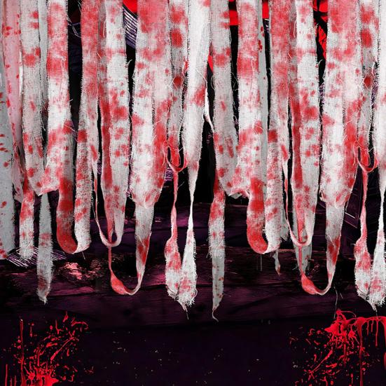 Halloweenová krevní látka Strašidelná krevní gázová látka Obvaz Strašidelná látka Krevní pruh Závěs do dveří Schodišťové doplňky pro strašidelný dům