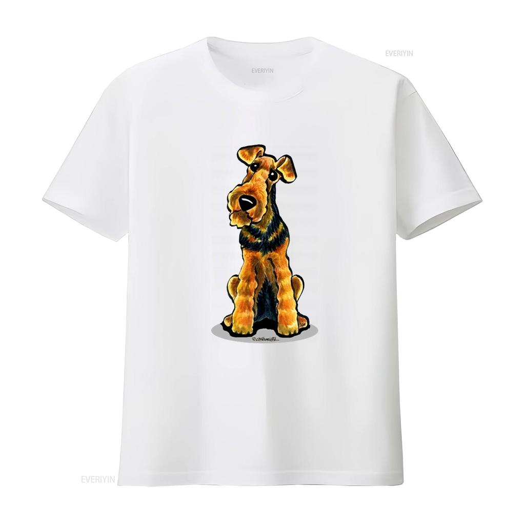 T-shirt con Stampa Welsh Terrier per Moda Casual vintage Lavato uomo abbigliamento designer Versatile Elasticizzato Morbido Unisex Traspirante