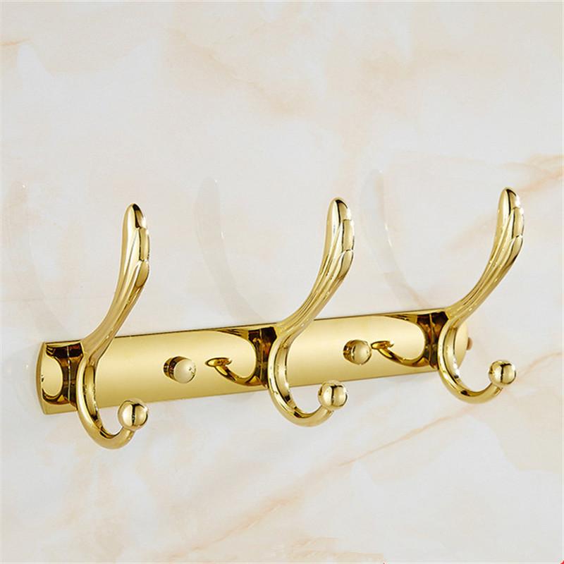 Wall Mounted Gold Bathroom Hooks Clothes Hat Hook Row Vintage Robe Hook Bathroom Robe Hook Bath Hardware Set Kitchen Hanger
