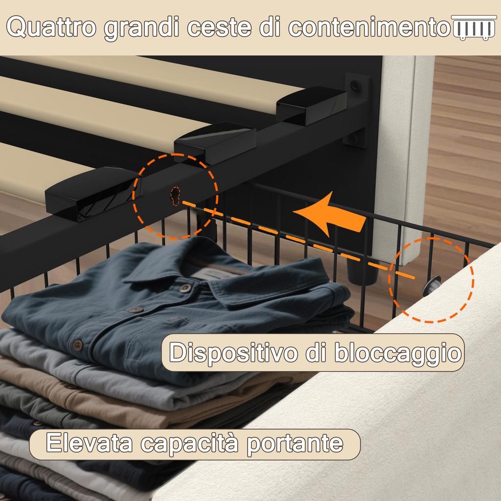 Luxury Beige Bed Frame App and Remote Controlled Music Sync LED Light Built in Audio Speaker Under Bed Wheeled Storage Organiser