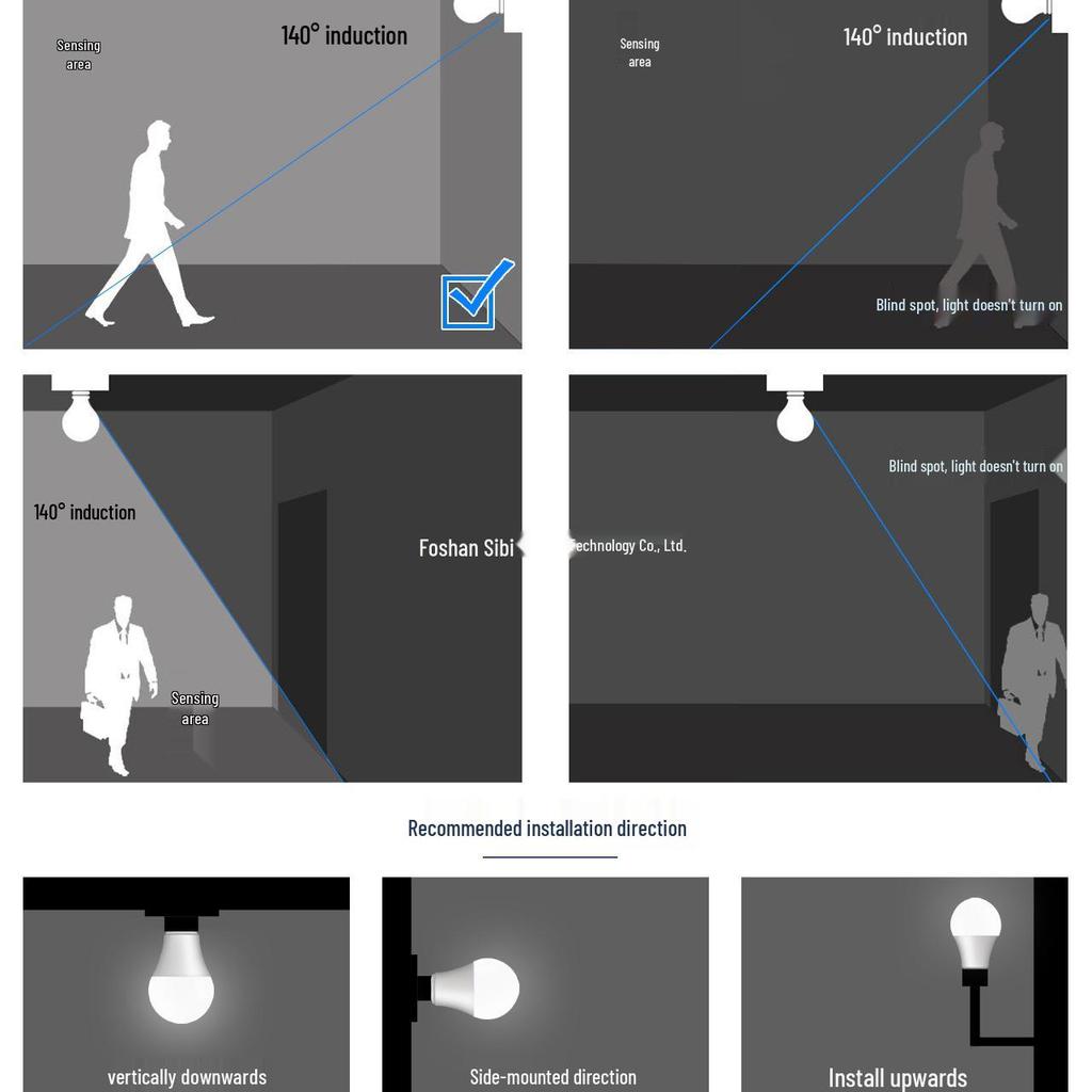 Smart Infrared Motion Sensor LED Bulb with Voice and Sound Control for Stairwells and Corridors