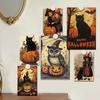 10pcs/set Castle Broom Black Cat Wall Stickers Halloween Greeting Cards  Party Invitations