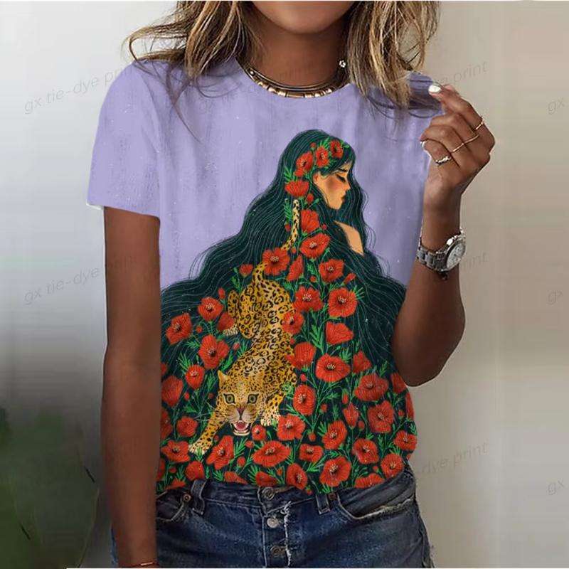 Printed Women's T-shirt Fashionable New Summer Street Short Sleeved Shirt