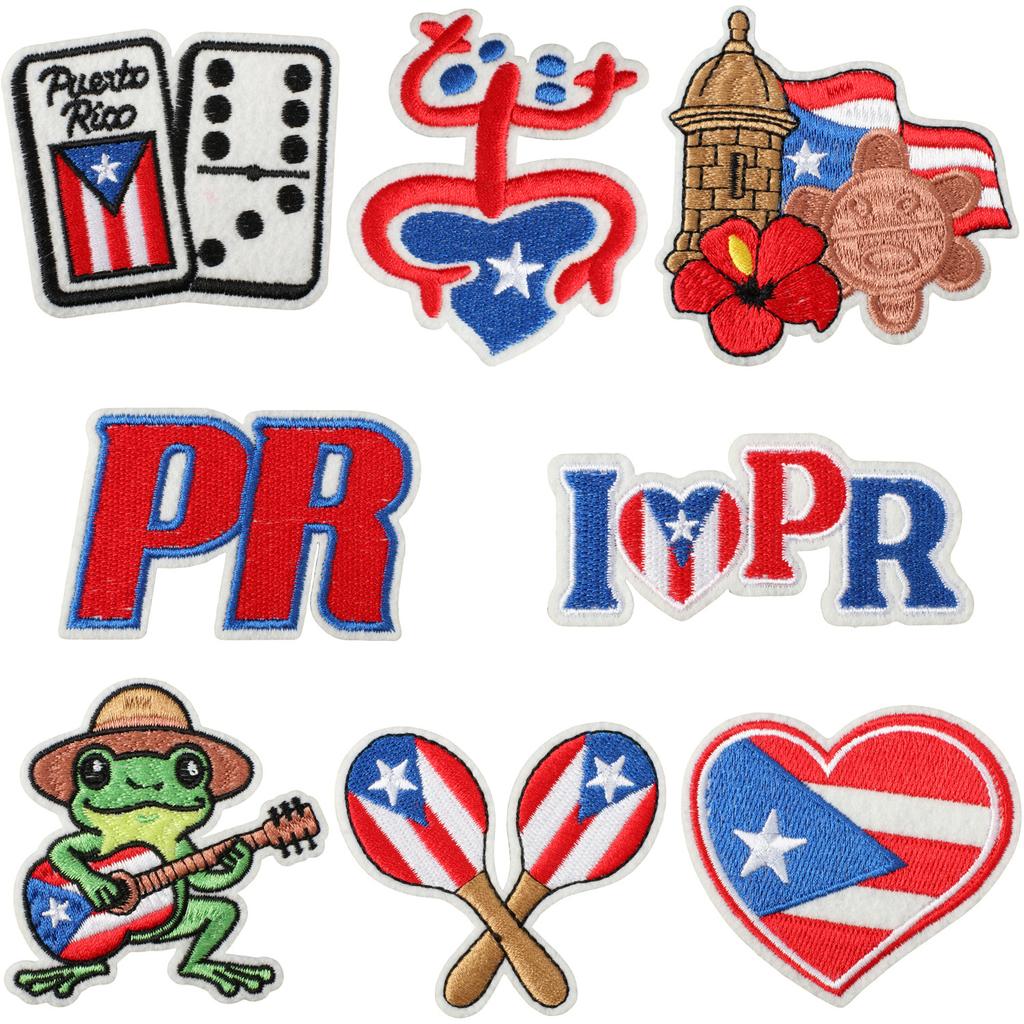 Puerto Rican Theme Embroidery Cloth Sticker Clothes Holiday Dress Frog Embroidery Chapter Boy Ironing Bag Decorative Patch
