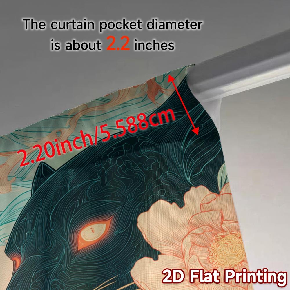2D FLAT PRINTING 2pcs Curtains (Without Rod) Floral Panther Design Women Is Day Festival Creative Curtains Versatile Fabric