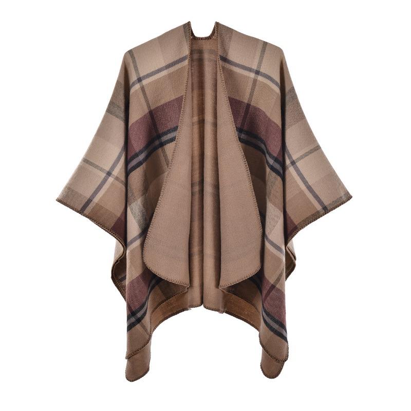 Ladies tassel plaid shawl ethnic cape autumn and winter Xinjiang northwest travel photo cape thickened scarf