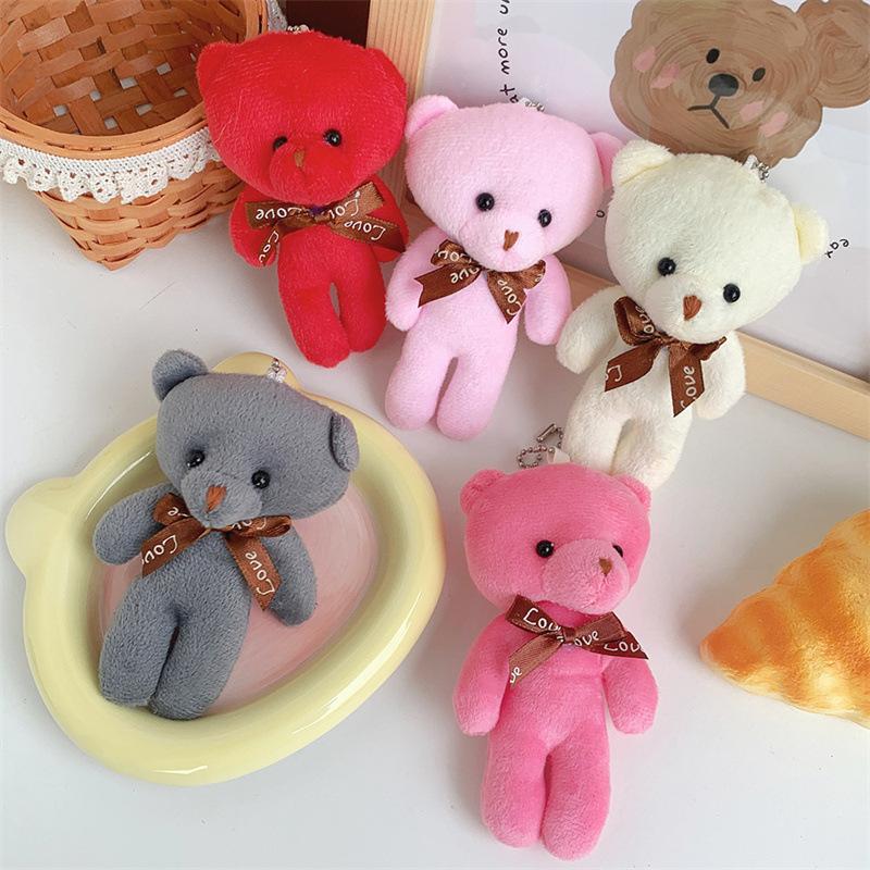 10Pcslot Bear Plush Toys Mini Bear Stuffed Doll Keychain Soft Stuffed Toy Keychain Bag Pendant Wedding Decoration Birthday Gift