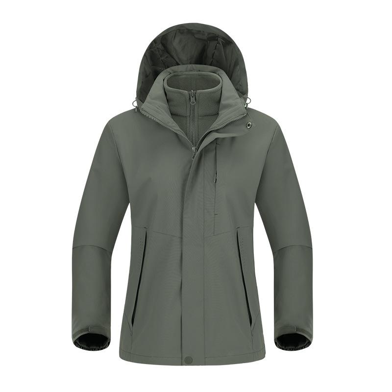 Silver Fox Velvet Liner Three-in-one Jacket for Men and Women Outdoor Windproof Waterproof Camping Warm Two-piece Jacket
