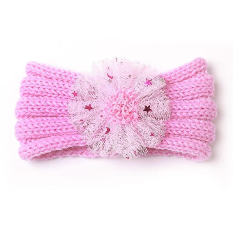 New Children's Winter Warm Headband, Cute Baby Creative Flower Headscarf, Baby Knitted Headband
