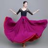 Two-Sided Chiffon Dance Skirt: Performance Long Dress with 540°/720° Swirl, Half-Body, Dual-Color Design