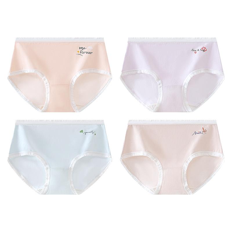 4 Pack Briefs Teenage Girls Cotton Underwear Comfort Stretchy Triangle Panties for Teens