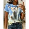 Fashion Women Retro Creative Cat Pattern Print T Shirt Funny Casual O-neck Short Sleeves T-shirt Summer Female Tee Shirt