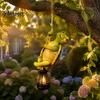 Unique Yard Decor for Garden Lovers Climbing Animal Solar Light, Resin Statue with Lantern, Fence Lights Hanging Light Outdoor Tree Decoration
