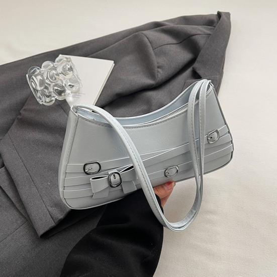 Women Hobo Handbag Faux Leather Bow Shoulder Bag Vintage Clutch Purse Underarm Bag for Street Work Party Date