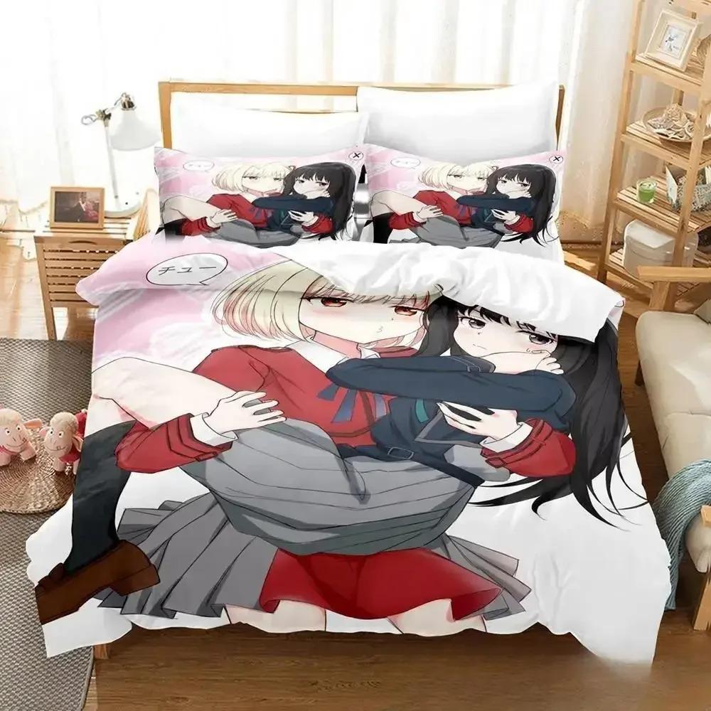 Trendy Modern Single Twin Full Queen King New Lycoris Recoil Size Bed Aldult Kid Bedroom Sets Anime Quilt