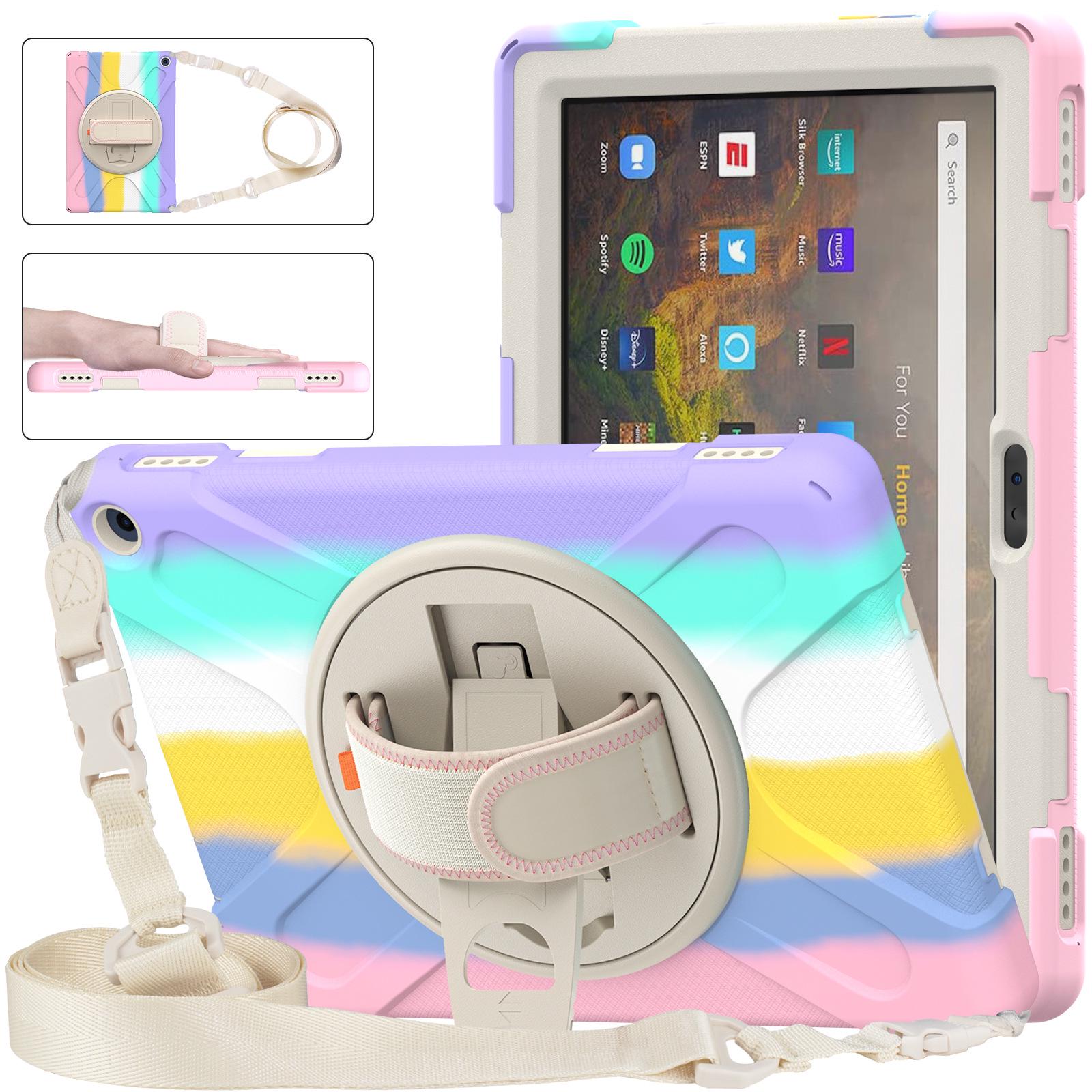 

Fire HD10 2021 Kids Protective Case with Drop-proof Stand & Silicone Shoulder Strap Fire8 2022