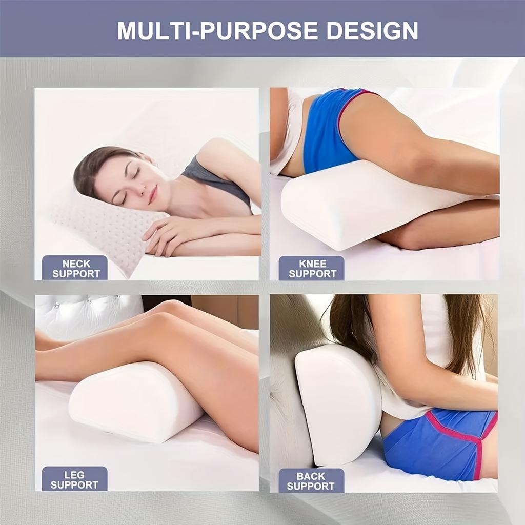1 Piece Leg, Knee, Lower Back Pillow, Crescent Shape Viscoelastic Foam Pillow, Half Roll Pillow, Lower Back Relaxation