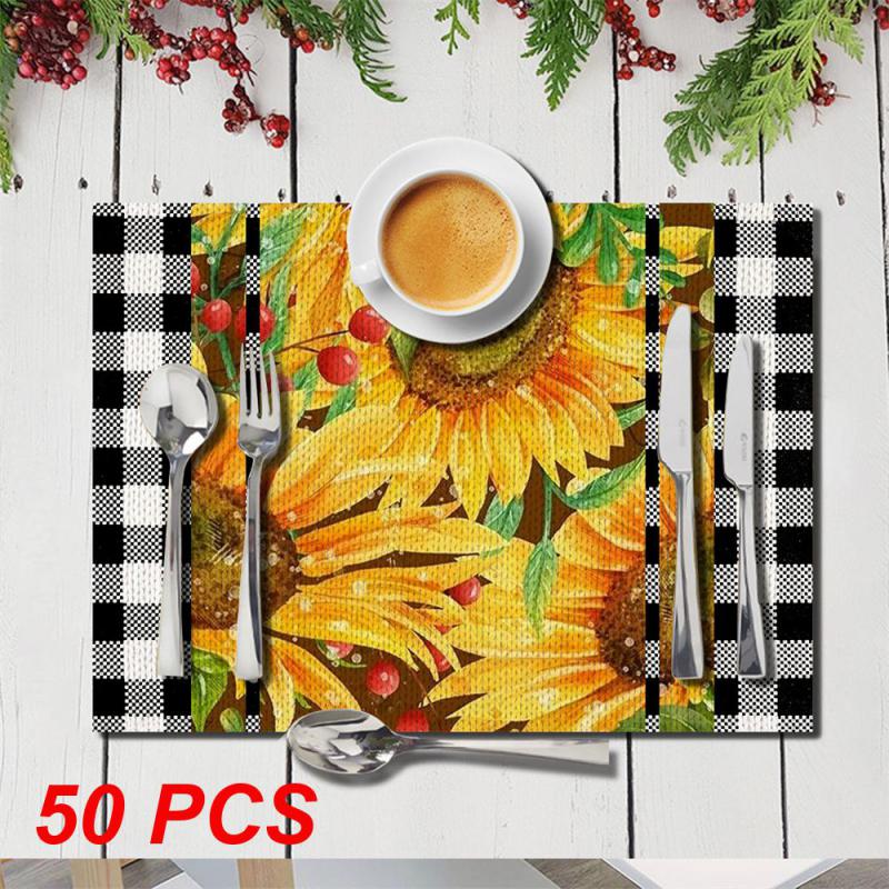 10~50PCS Printed Placemat Wear-resistant And Scratch-resistant Durable Cozy Kitchen Decoration Insulated Placemat Clear Pattern