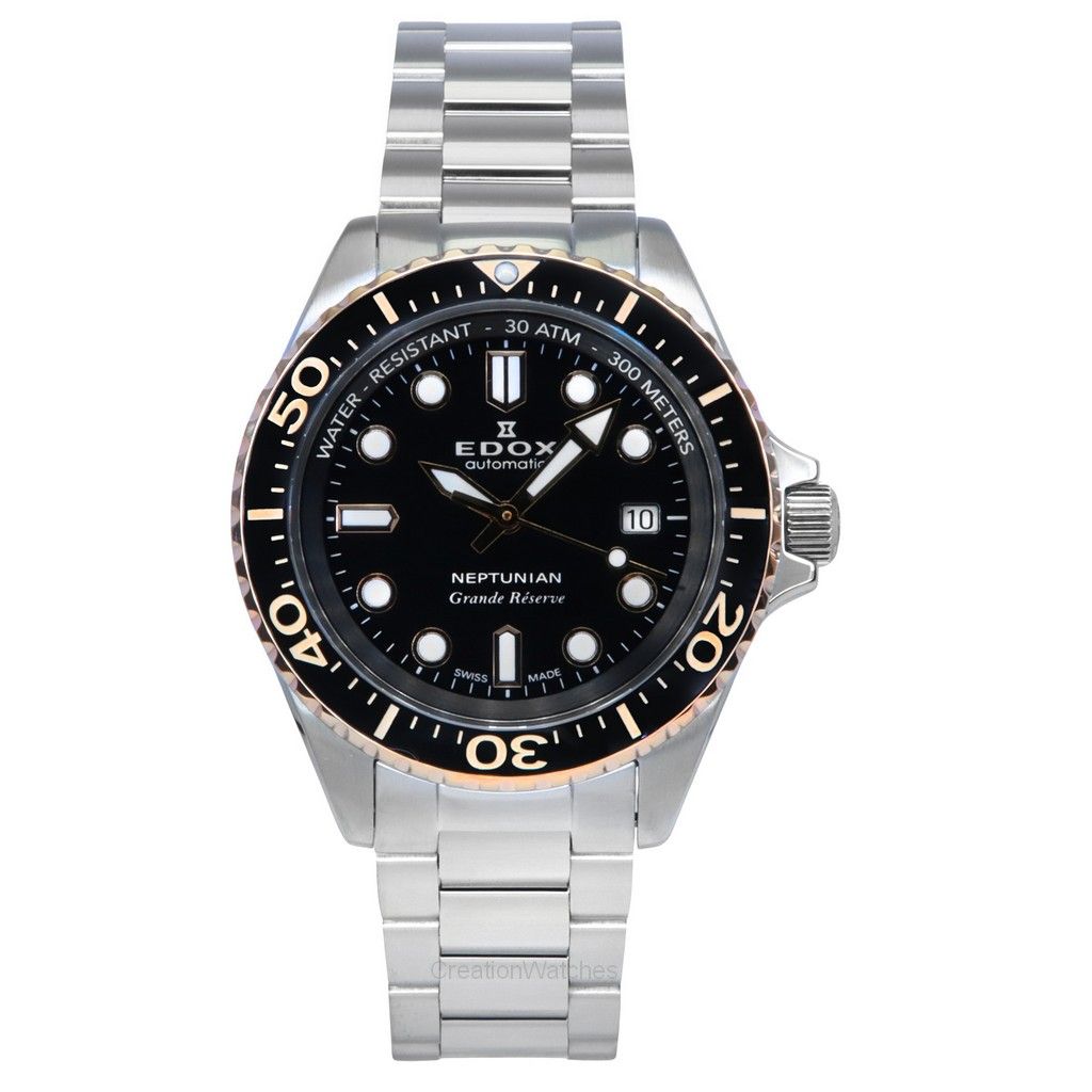 

Мужские часы Edox Neptunian Grande Reserve с черным циферблатом, автоматические, для дайвинга, 80801 3NRM NIR, 300 м чёрный
