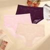 3PCS/Set Floral Embroidery Lace Panties Women's Plus Size Underwear Sexy Hollow Solid Briefs Girls Mid-Rise Temptation Lingerie