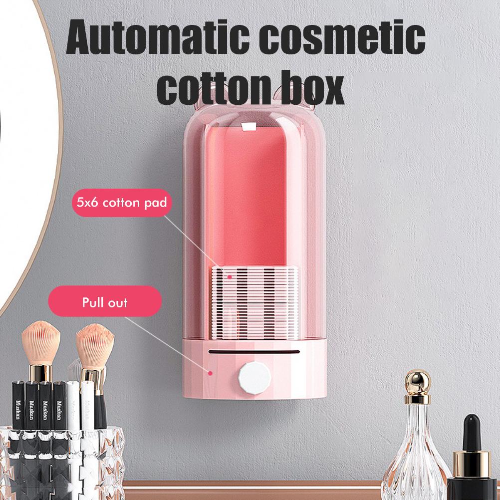 Automatic Cotton Pad Dispenser Press Out Makeup Cotton Holder Dispenser Cosmetic Cotton Pad Organizer