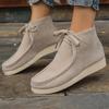 Casual large-size high-top women's shoes autumn new comfortable soft-soled lace-up single shoes