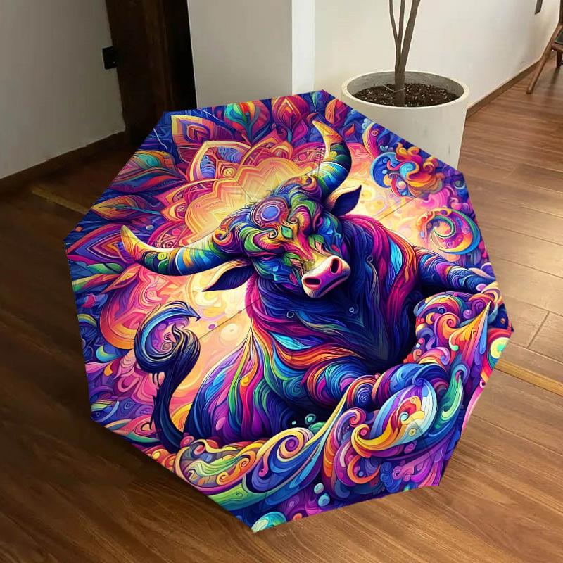 

1pc Colorful Bull Mandala Automatic Open/Close Umbrella, Folding Compact Umbrella with Lightweight Design for Women/Men yy251011038